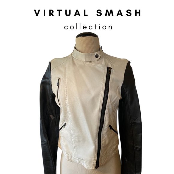 ✮ WOMEN'S FITTED LEATHER-LIKE MOTORCYCLE JACKET ✮ - Picture 2 of 5